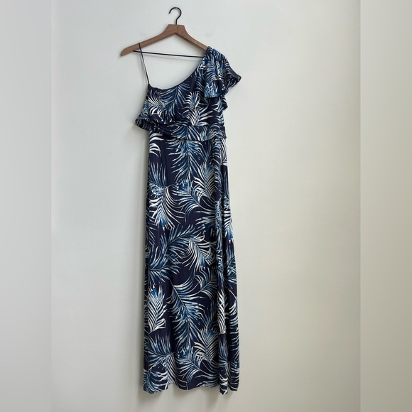 A Pea In The Pod One Shoulder Maxi Maternity Dress Jersey Stretch Tropical - Picture 4 of 7